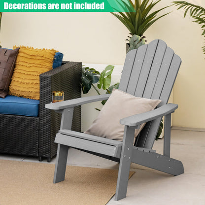 2 Pieces Adirondack Chair Set with Ergonomic Design for Porch and Backyard, Silver Gray Adirondack Chairs at Gallery Canada