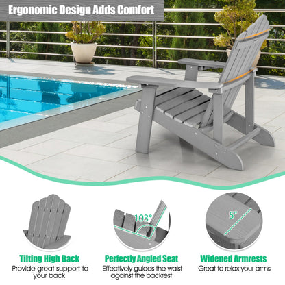 2 Pieces Adirondack Chair Set with Ergonomic Design for Porch and Backyard, Silver Gray Adirondack Chairs at Gallery Canada