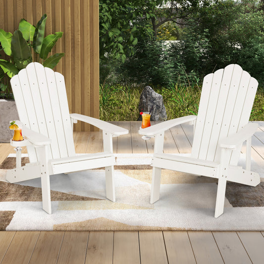 2 Pieces Adirondack Chair Set with Ergonomic Design for Porch and Backyard, White Adirondack Chairs White at Gallery Canada