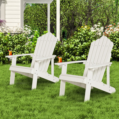 2 Pieces Adirondack Chair Set with Ergonomic Design for Porch and Backyard, White Adirondack Chairs at Gallery Canada