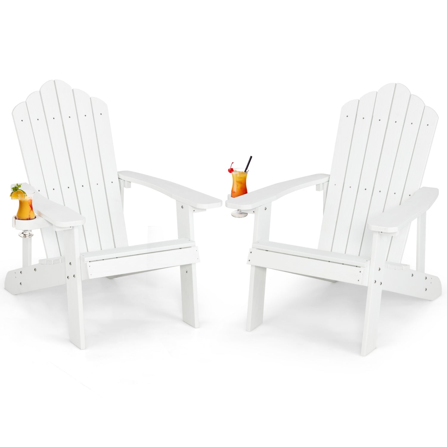 2 Pieces Adirondack Chair Set with Ergonomic Design for Porch and Backyard, White Adirondack Chairs White at Gallery Canada
