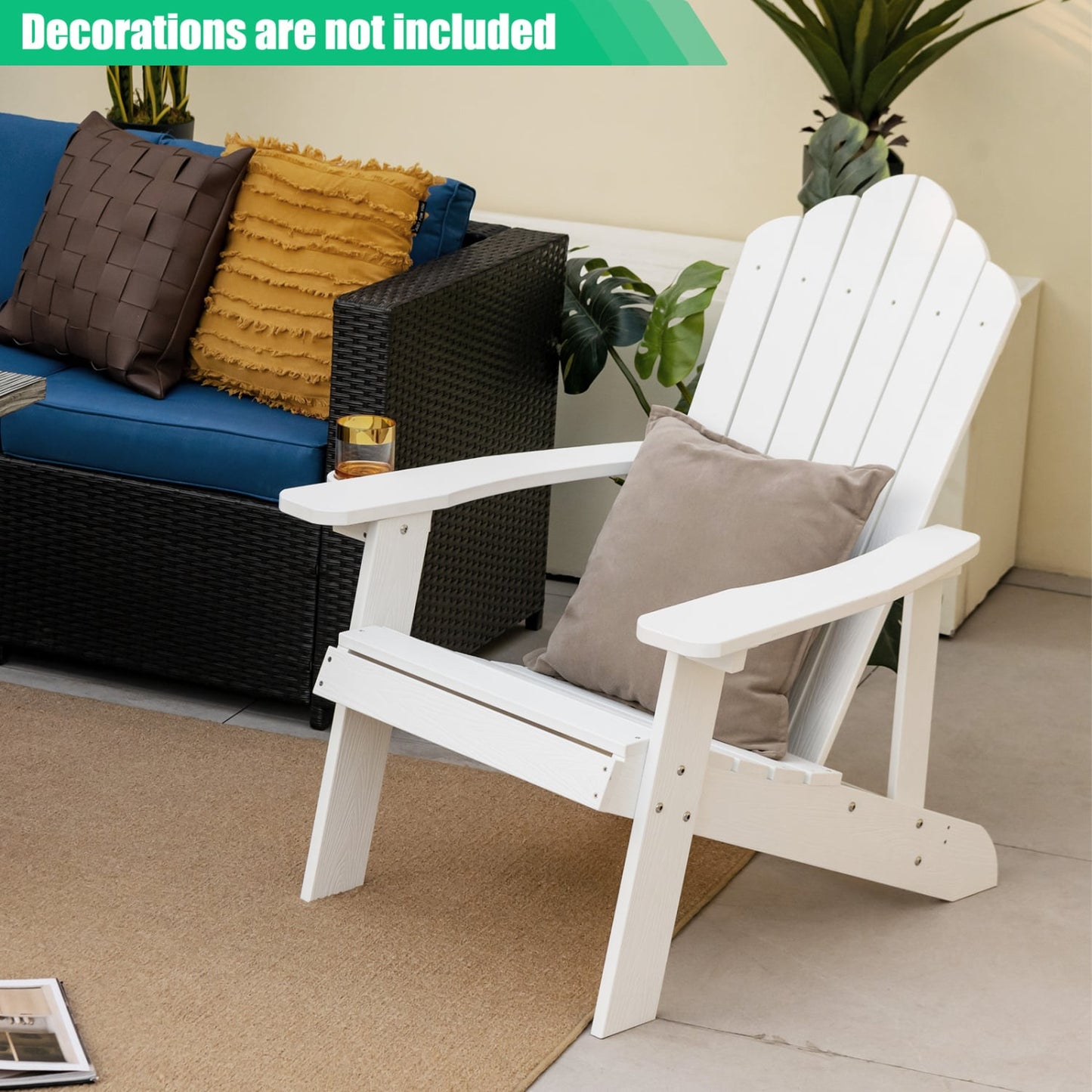 2 Pieces Adirondack Chair Set with Ergonomic Design for Porch and Backyard, White Adirondack Chairs at Gallery Canada