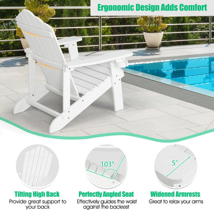 2 Pieces Adirondack Chair Set with Ergonomic Design for Porch and Backyard, White Adirondack Chairs at Gallery Canada