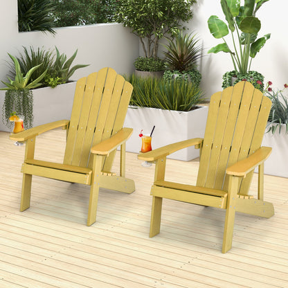 2 Pieces Adirondack Chair Set with Ergonomic Design for Porch and Backyard, Yellow Adirondack Chairs at Gallery Canada