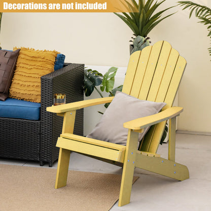 2 Pieces Adirondack Chair Set with Ergonomic Design for Porch and Backyard, Yellow Adirondack Chairs at Gallery Canada