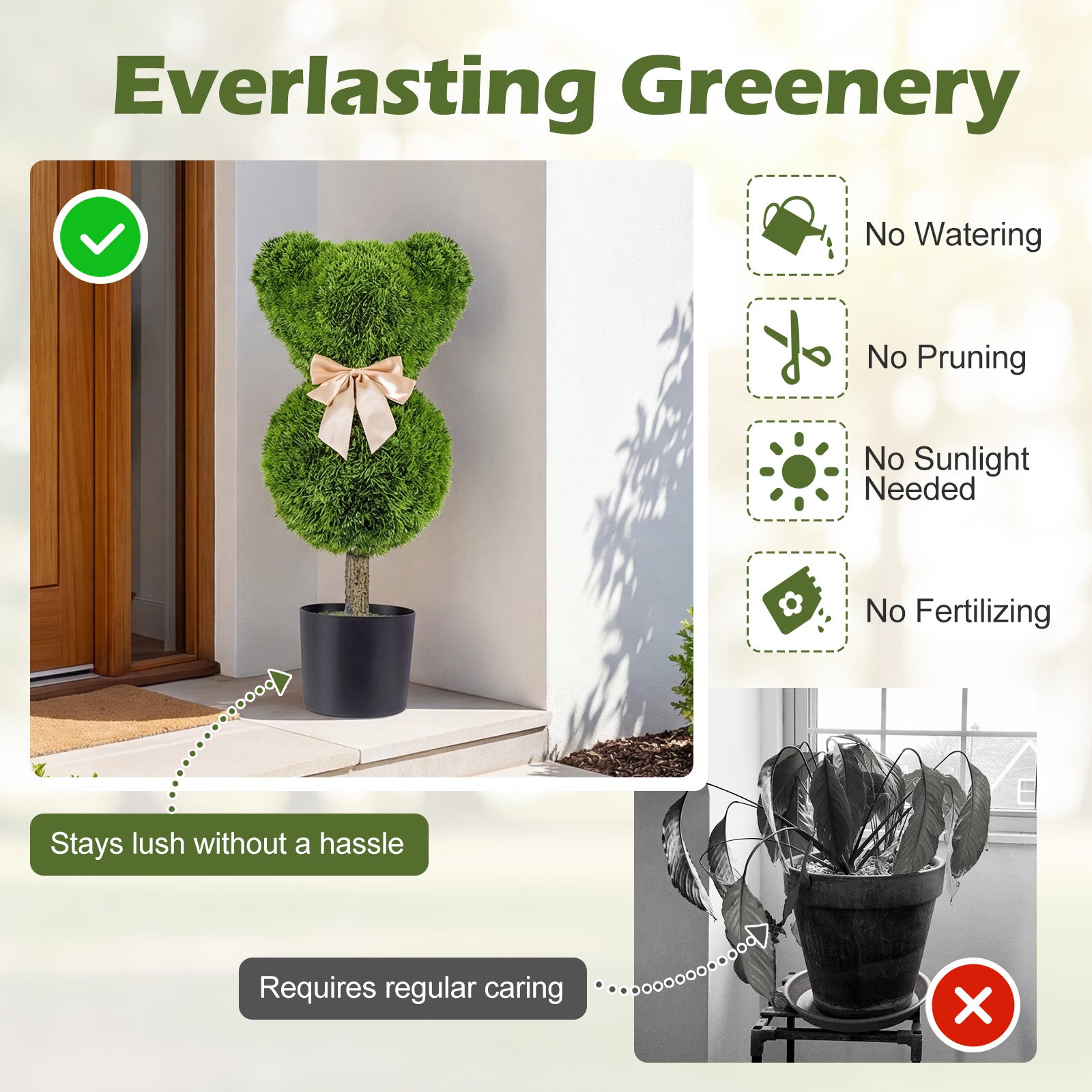 Bear Topiary Trees With Pots, Sun-Resistant Bear-Shaped Boxwood Faux Plants Faux Plants at Gallery Canada