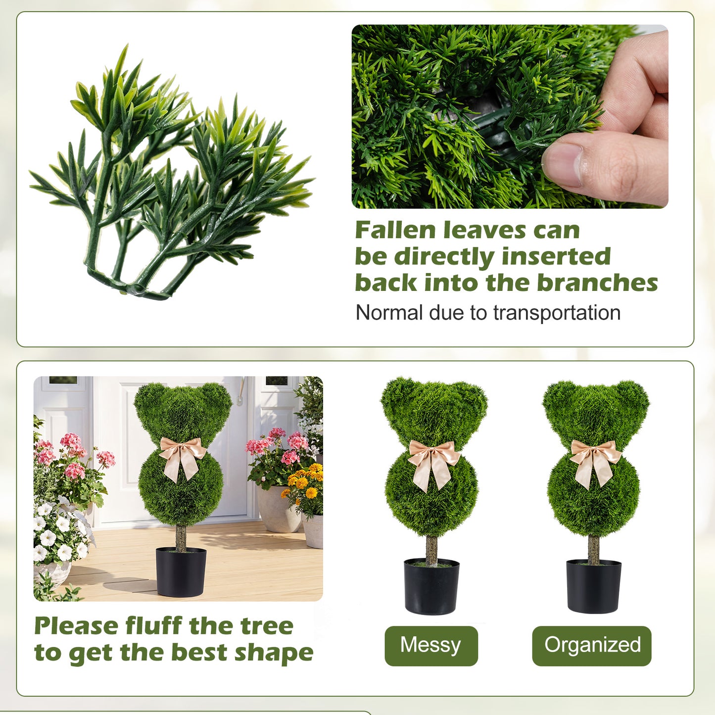 Bear Topiary Trees With Pots, Sun-Resistant Bear-Shaped Boxwood Faux Plants Faux Plants at Gallery Canada