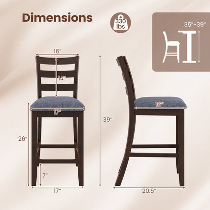Counter Height Chairs, 2 Pieces, Fabric Seat, Rubber Wood Legs, Brown Bar Stools at Gallery Canada