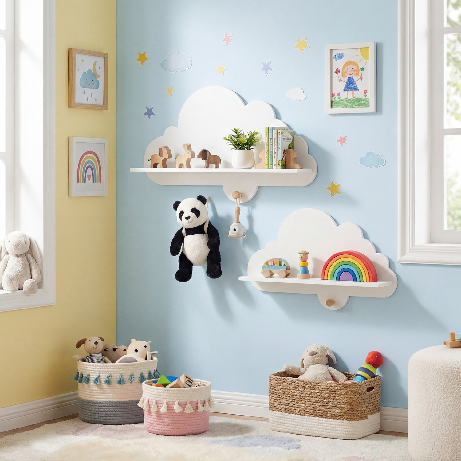 Floating Cloud Shelves, Wall Mounted Storage Display Rack, White Kids Storage at Gallery Canada