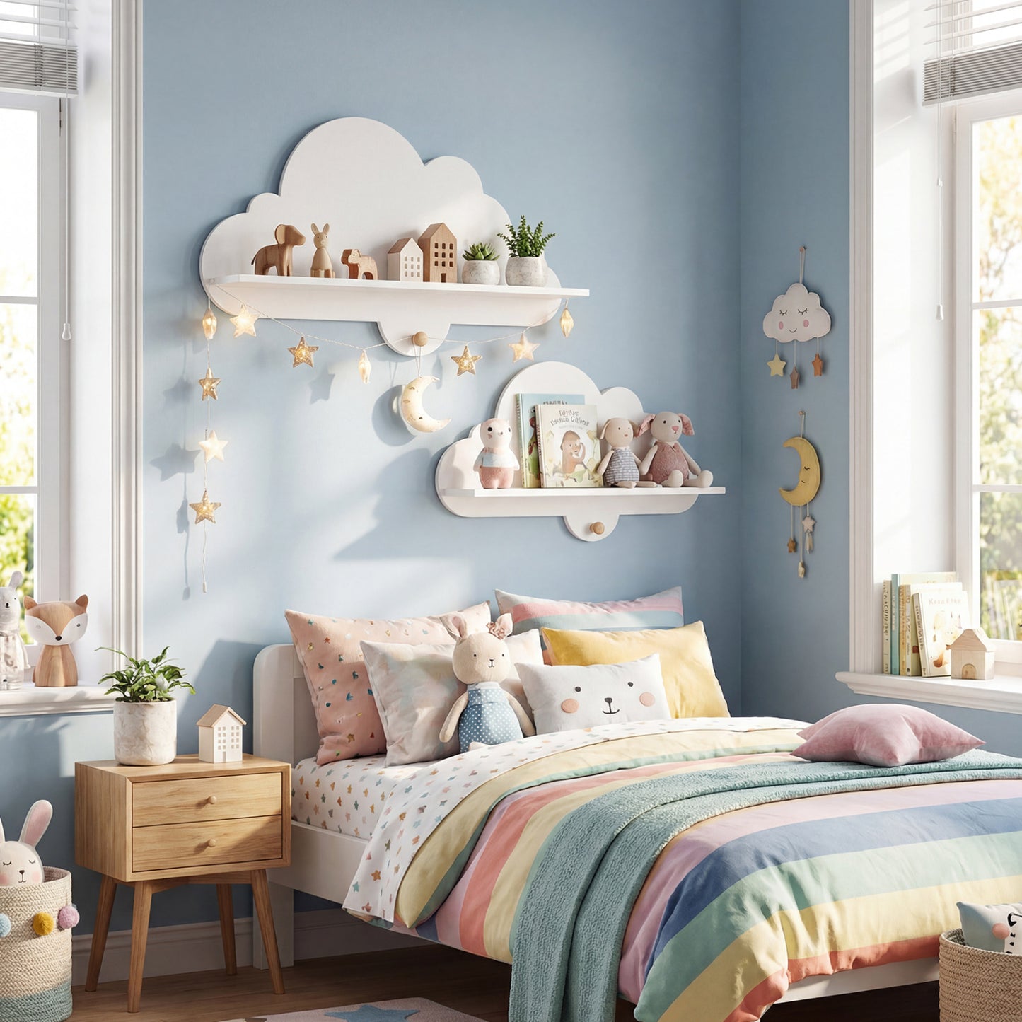 Floating Cloud Shelves, Wall Mounted Storage Display Rack, White Kids Storage at Gallery Canada