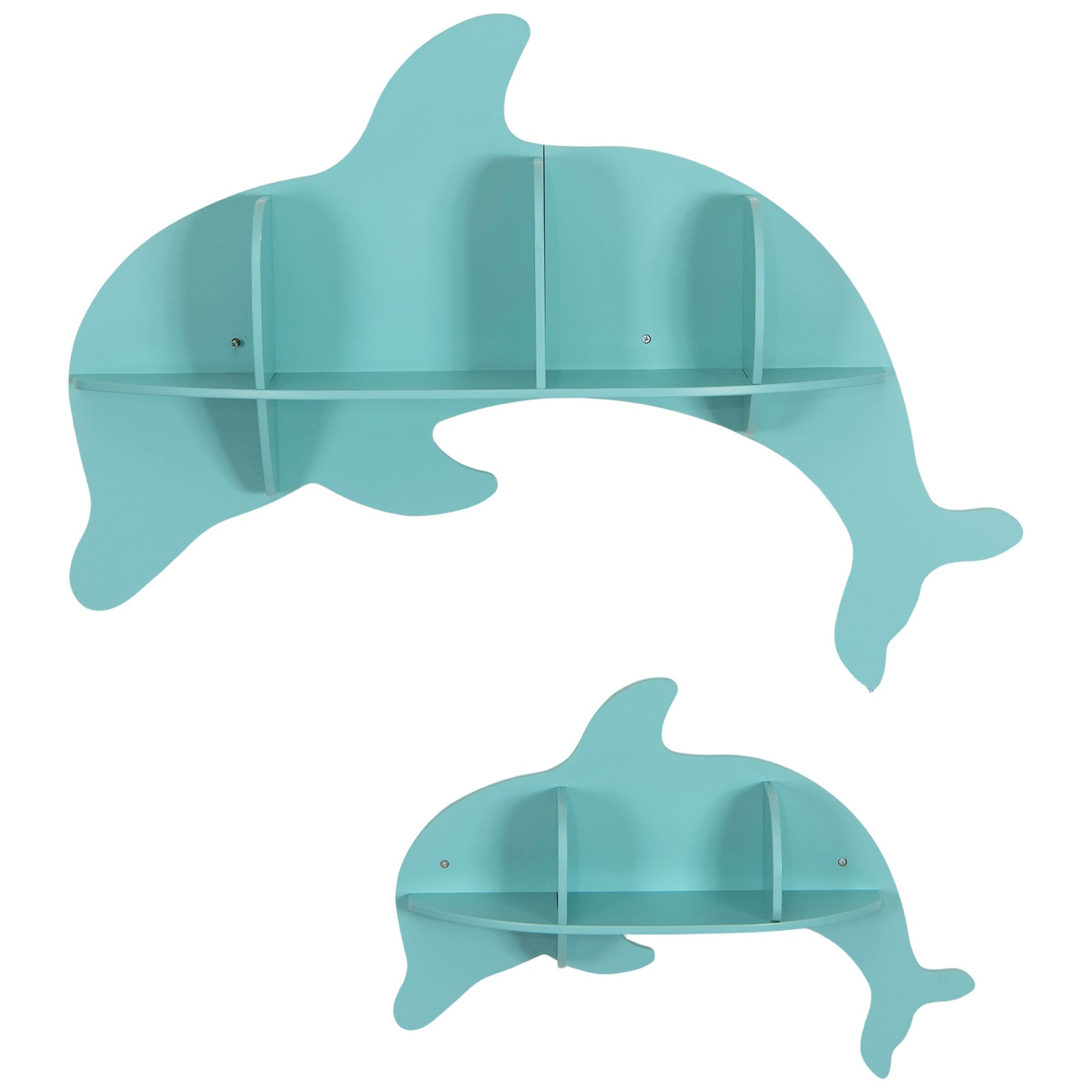 Floating Dolphin Shelves, Wall Mounted Display Rack, Blue