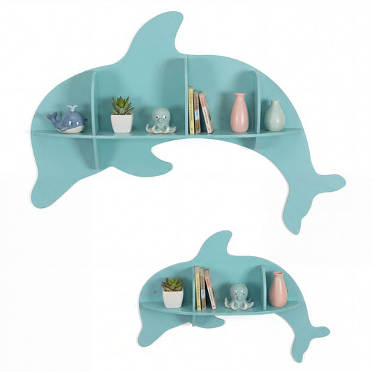 Floating Dolphin Shelves, Wall Mounted Display Rack, Blue Kids Storage Blue at Gallery Canada