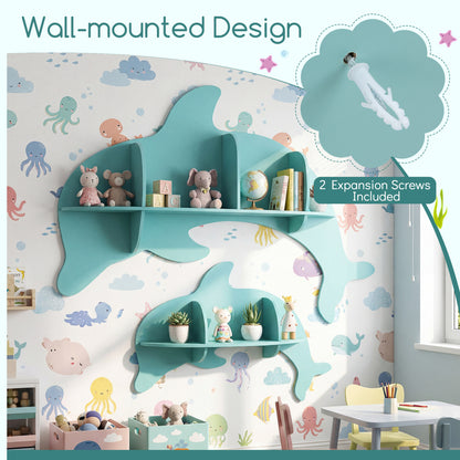 Floating Dolphin Shelves, Wall Mounted Display Rack, Blue Kids Storage at Gallery Canada