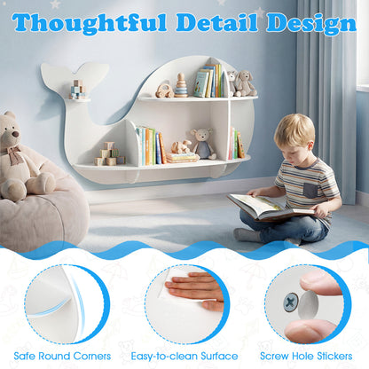 Floating Dolphin Shelves, Wall Mounted Storage Display Rack, White Kids Storage at Gallery Canada