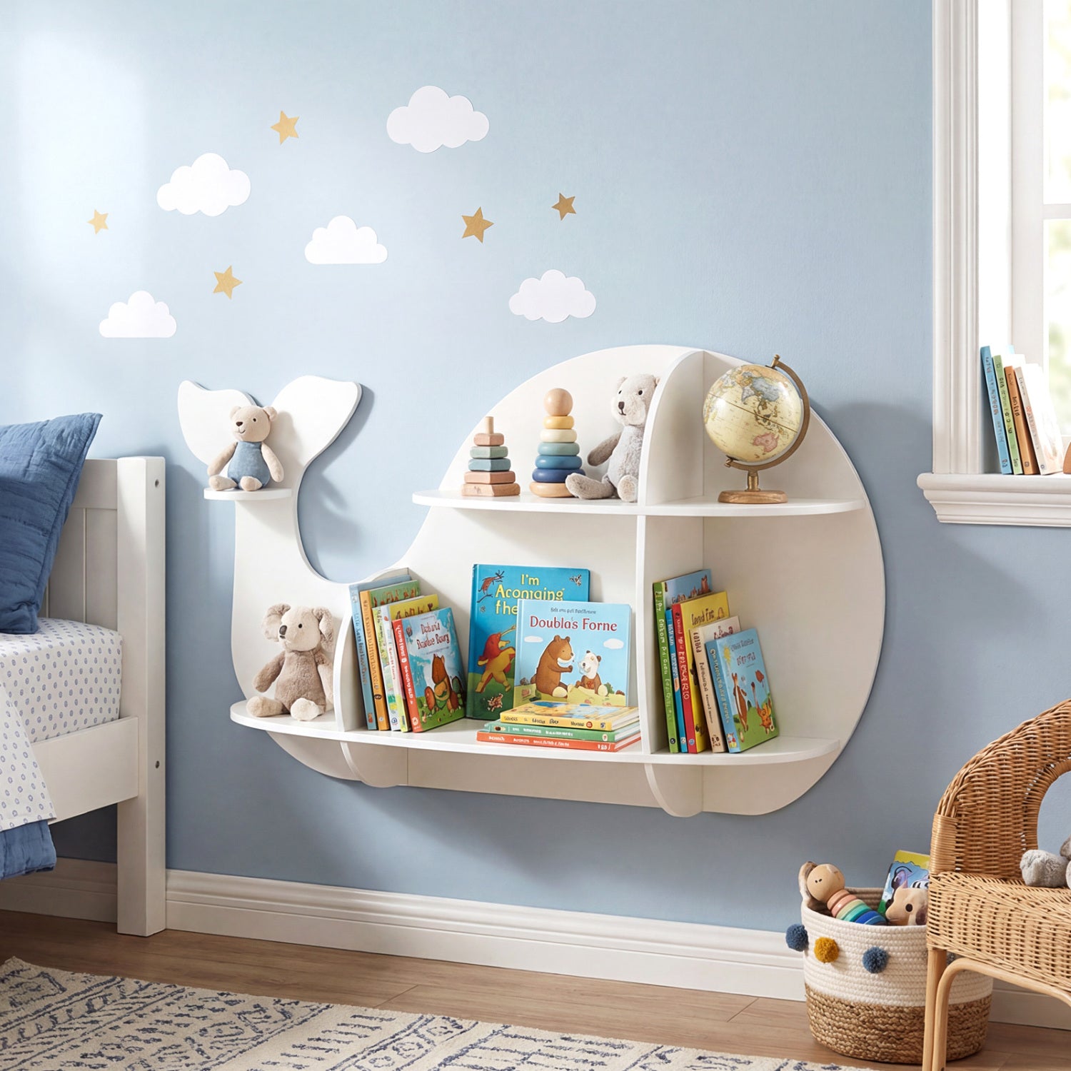 Floating Dolphin Shelves, Wall Mounted Storage Display Rack, White Kids Storage at Gallery Canada
