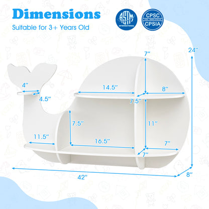 Floating Dolphin Shelves, Wall Mounted Storage Display Rack, White Kids Storage at Gallery Canada