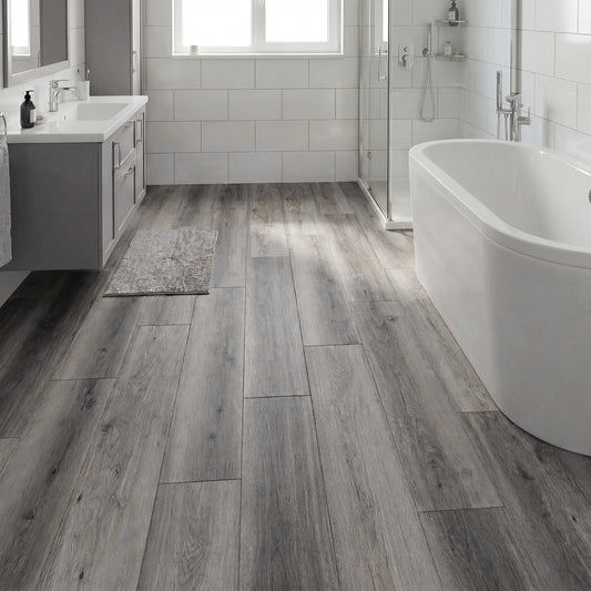 2 Pieces Waterproof Vinyl Flooring Plank Tile Decorative Fencing & Flooring Rustic Brown/Gray at Gallery Canada