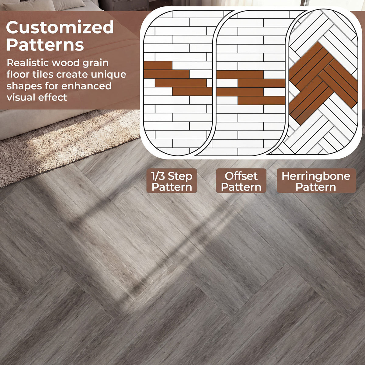 2 Pieces Waterproof Vinyl Flooring Plank Tile Decorative Fencing & Flooring at Gallery Canada