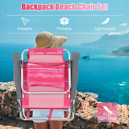 Folding Backpack Beach Chair With Pillow, 2 Pieces, Red & White Beach & Lawn Chairs at Gallery Canada