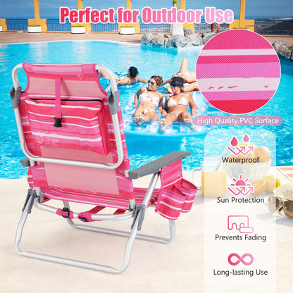 Folding Backpack Beach Chair With Pillow, 2 Pieces, Red & White Beach & Lawn Chairs at Gallery Canada