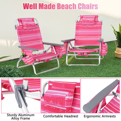 Folding Backpack Beach Chair With Pillow, 2 Pieces, Red & White Beach & Lawn Chairs at Gallery Canada
