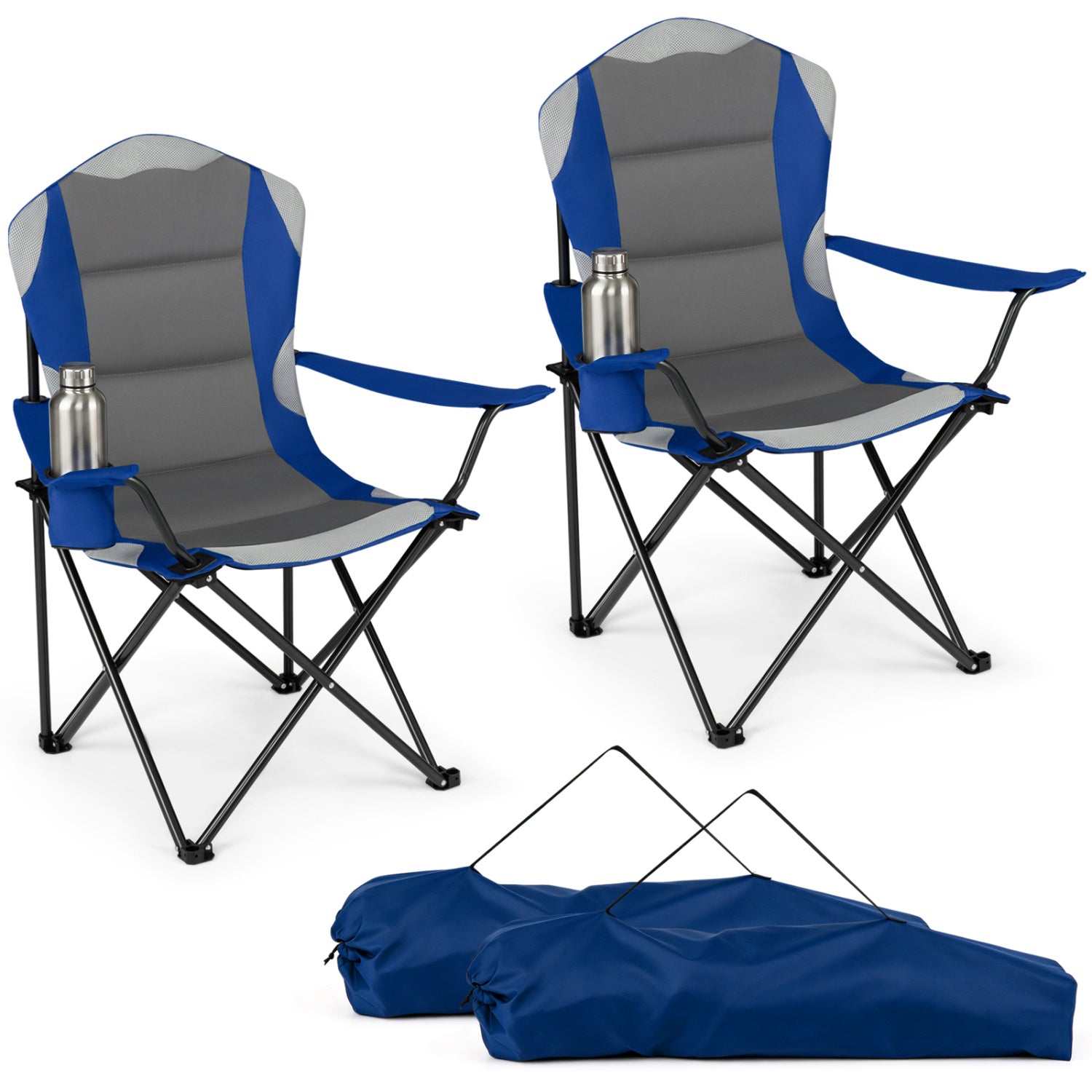 2-Piece Folding Camping Chair With Cup Holder, Navy Beach & Lawn Chairs Navy at Gallery Canada