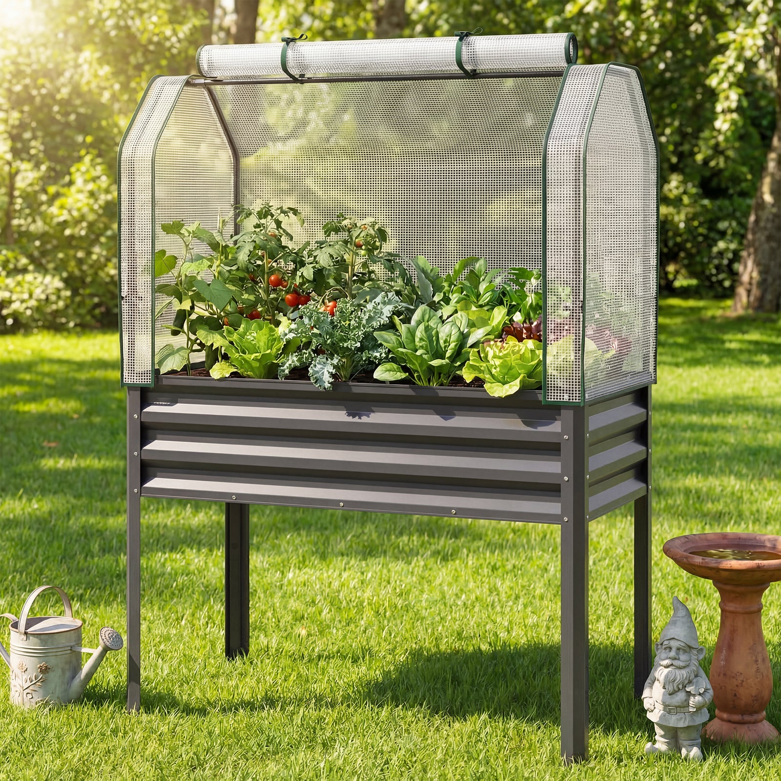 Galvanized Raised Garden Bed, 2 Pieces, With Legs And Greenhouse Cover, Gray Raised Garden Beds at Gallery Canada