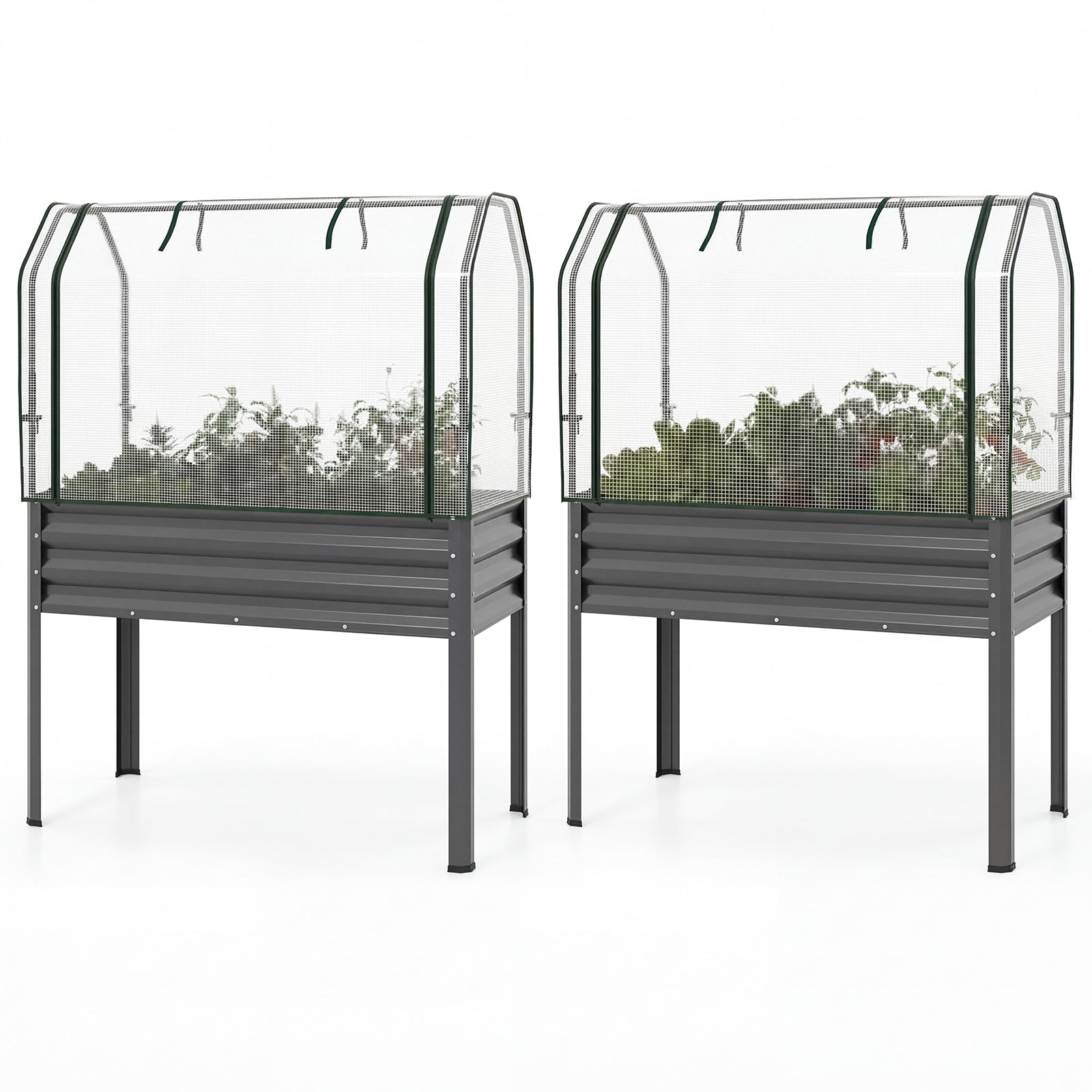 Galvanized Raised Garden Bed, 2 Pieces, With Legs And Greenhouse Cover, Gray Raised Garden Beds at Gallery Canada