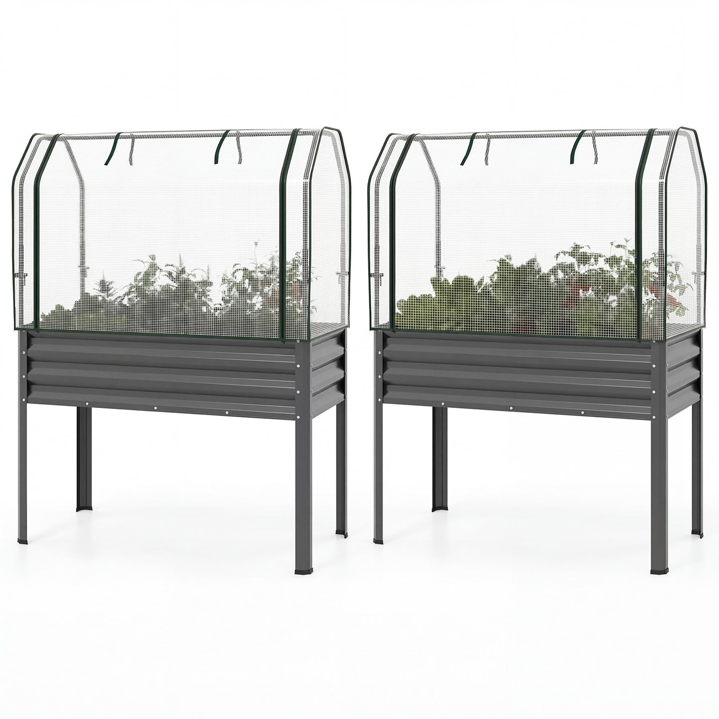 Galvanized Raised Garden Bed, 2 Pieces, With Legs And Greenhouse Cover, Gray Raised Garden Beds at Gallery Canada