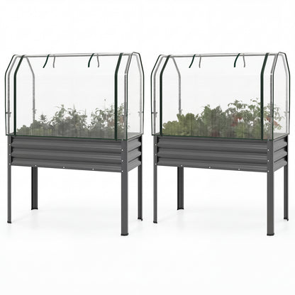 Galvanized Raised Garden Bed, 2 Pieces, With Legs And Greenhouse Cover, Gray Raised Garden Beds at Gallery Canada