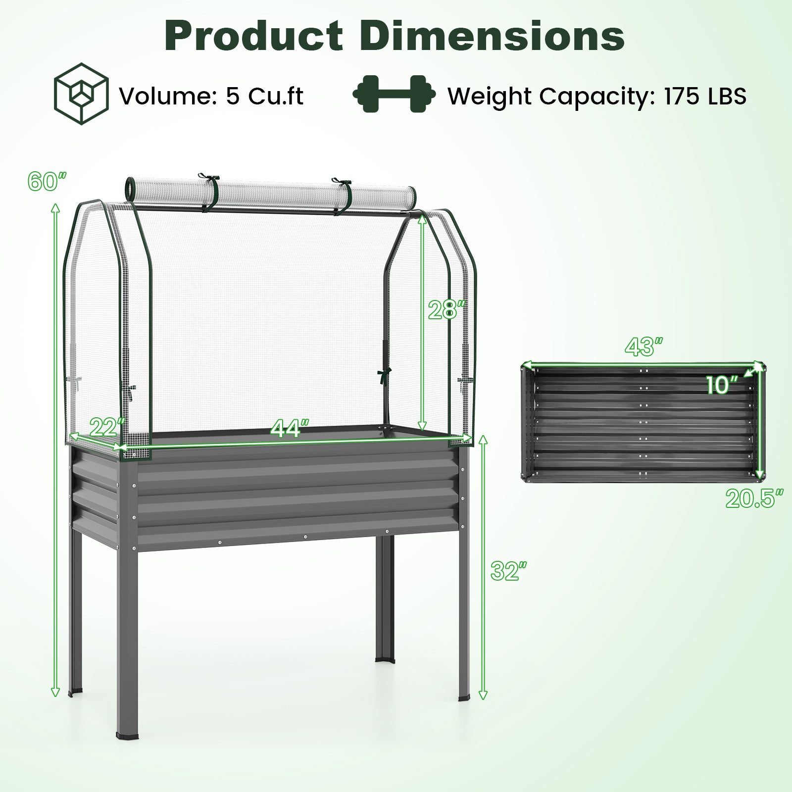 Galvanized Raised Garden Bed, 2 Pieces, With Legs And Greenhouse Cover, Gray Raised Garden Beds at Gallery Canada