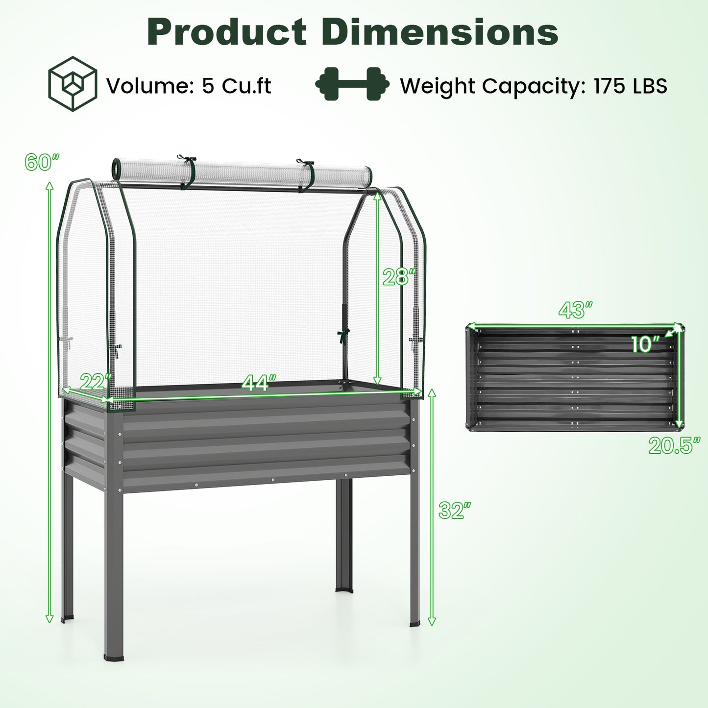 Galvanized Raised Garden Bed, 2 Pieces, With Legs And Greenhouse Cover, Gray Raised Garden Beds at Gallery Canada