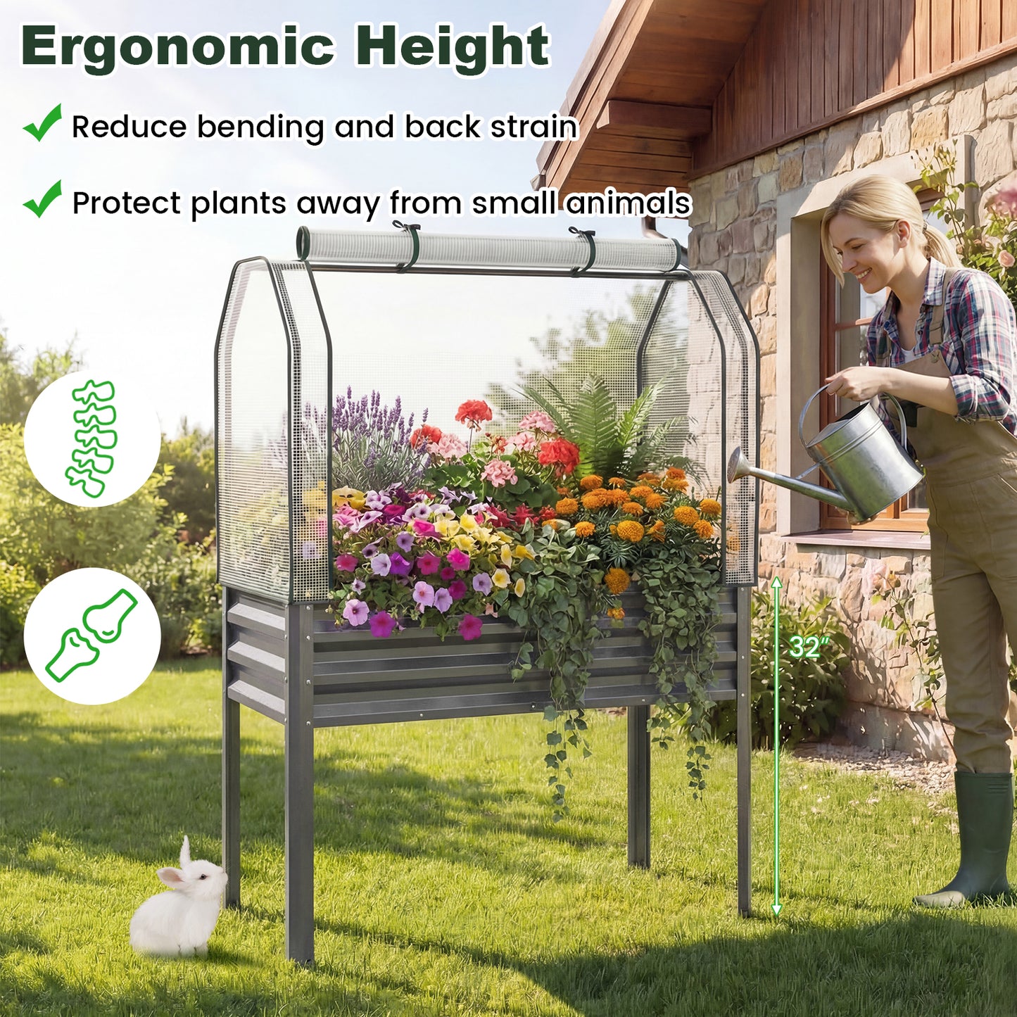 Galvanized Raised Garden Bed, 2 Pieces, With Legs And Greenhouse Cover, Gray Raised Garden Beds at Gallery Canada