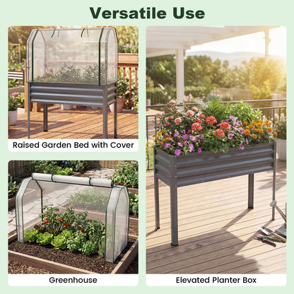 Galvanized Raised Garden Bed, 2 Pieces, With Legs And Greenhouse Cover, Gray Raised Garden Beds at Gallery Canada