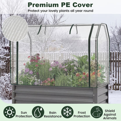 Galvanized Raised Garden Bed, 2 Pieces, With Legs And Greenhouse Cover, Gray Raised Garden Beds at Gallery Canada