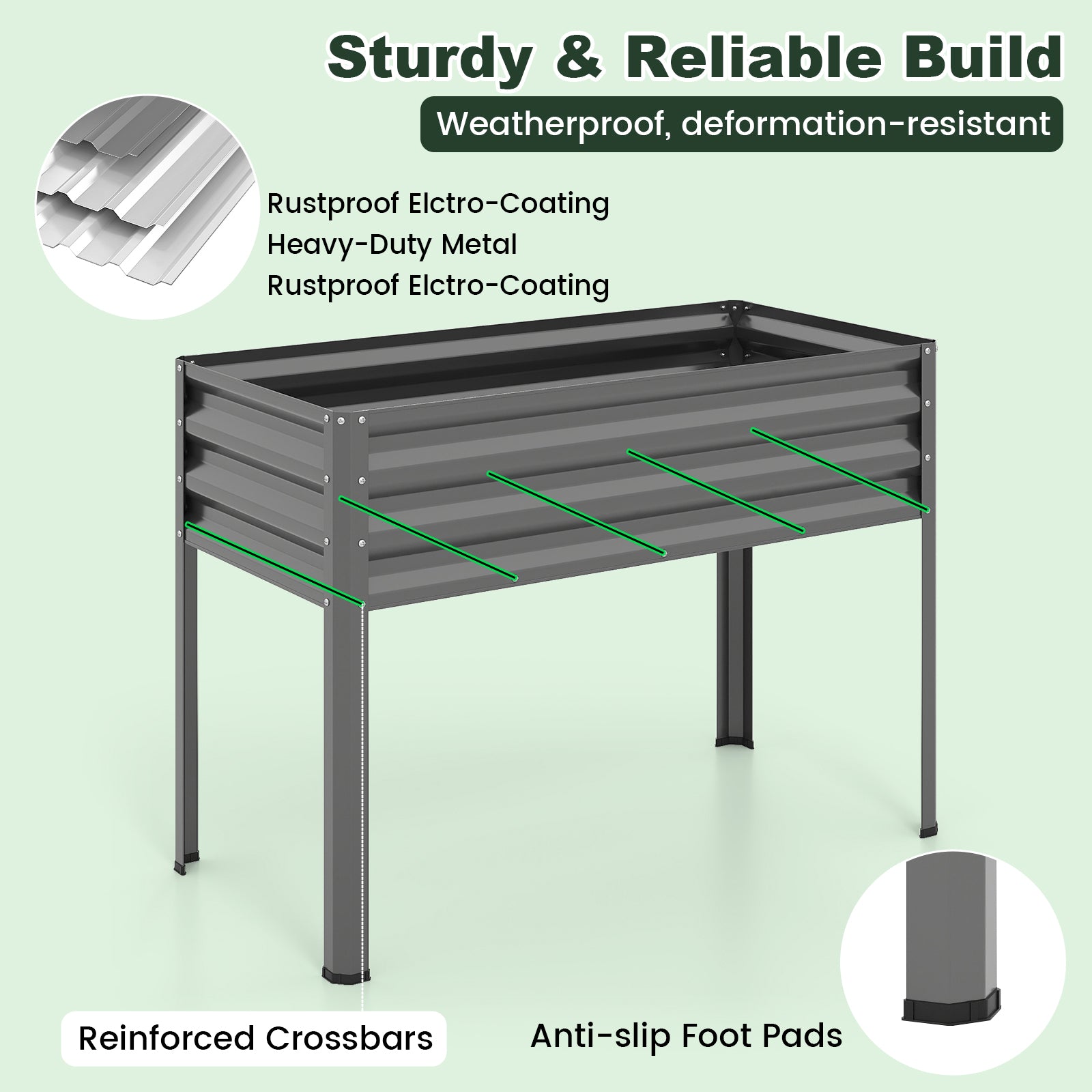 Galvanized Raised Garden Bed, 2 Pieces, With Legs And Greenhouse Cover, Gray Raised Garden Beds at Gallery Canada