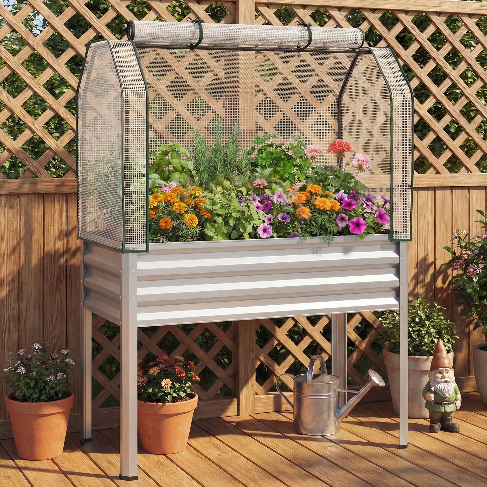 Galvanized Raised Garden Bed, 2 Pieces, With Legs And Greenhouse Cover, Silver Raised Garden Beds at Gallery Canada