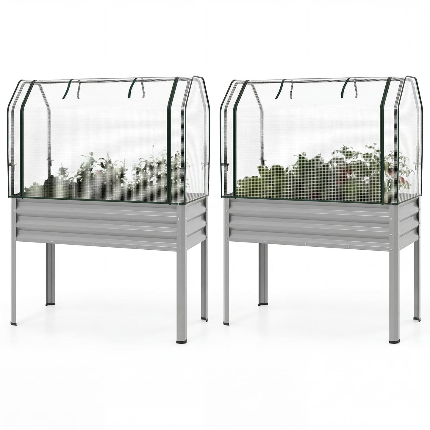 Galvanized Raised Garden Bed, 2 Pieces, With Legs And Greenhouse Cover, Silver Raised Garden Beds at Gallery Canada