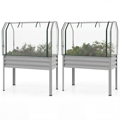 Galvanized Raised Garden Bed, 2 Pieces, With Legs And Greenhouse Cover, Silver Raised Garden Beds at Gallery Canada