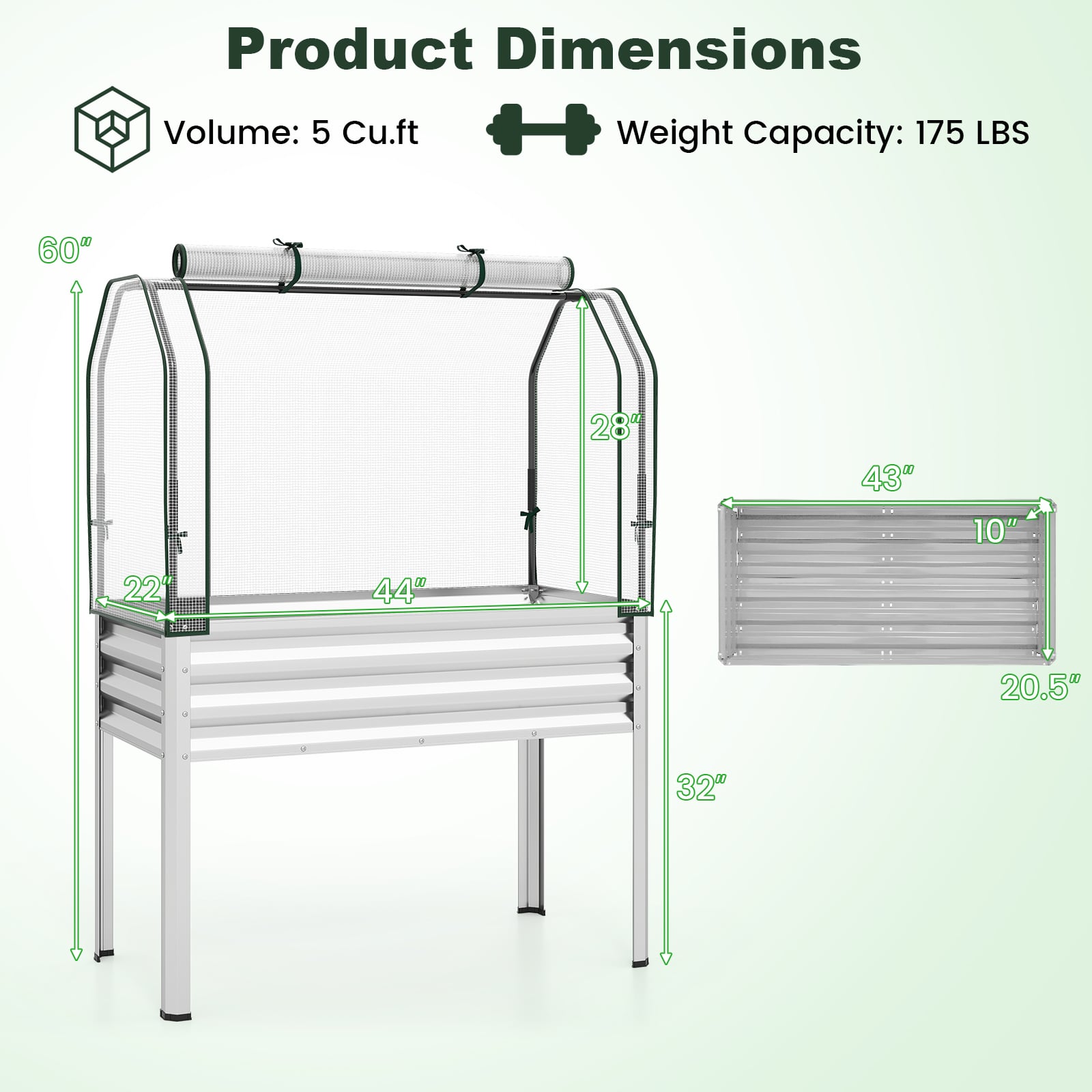 Galvanized Raised Garden Bed, 2 Pieces, With Legs And Greenhouse Cover, Silver Raised Garden Beds at Gallery Canada