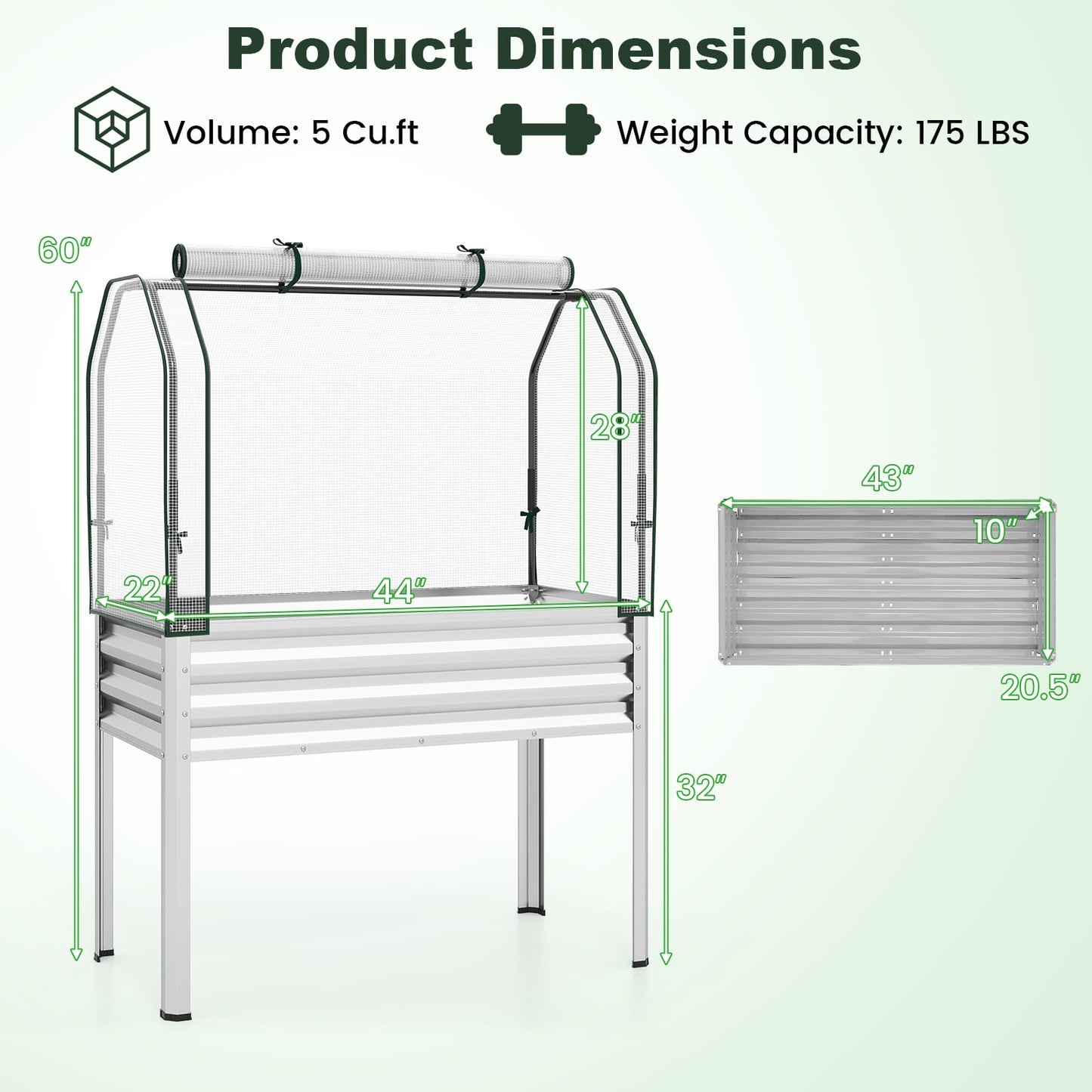 Galvanized Raised Garden Bed, 2 Pieces, With Legs And Greenhouse Cover, Silver Raised Garden Beds at Gallery Canada