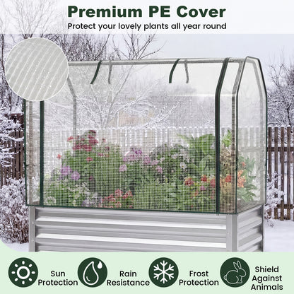 Galvanized Raised Garden Bed, 2 Pieces, With Legs And Greenhouse Cover, Silver Raised Garden Beds at Gallery Canada