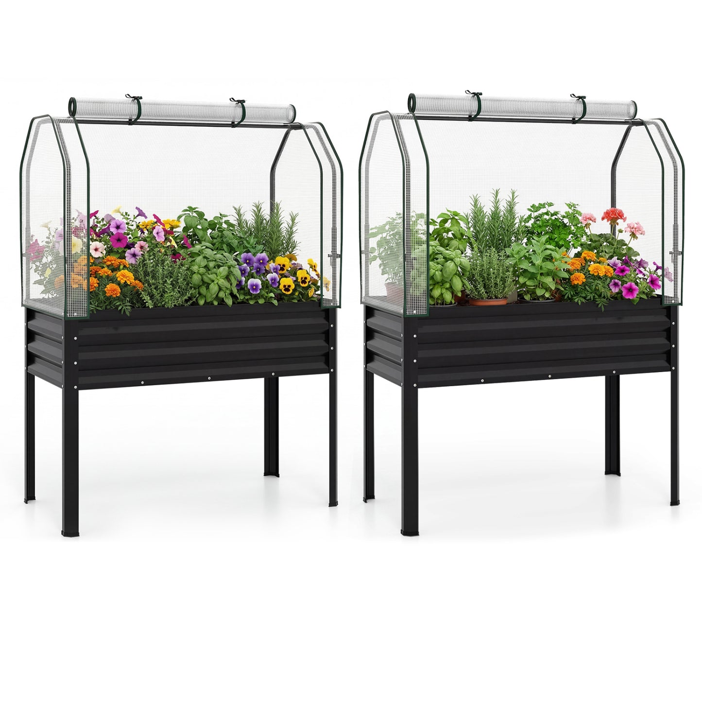 2-Piece Galvanized Raised Garden Bed with Legs, Black Raised Garden Beds Black at Gallery Canada