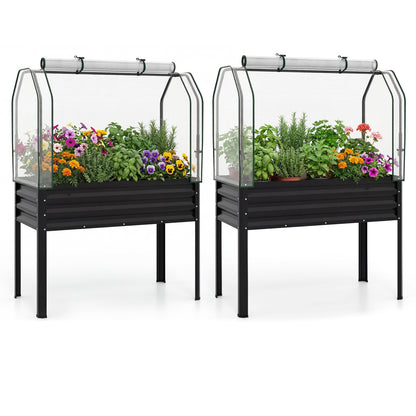 2-Piece Galvanized Raised Garden Bed with Legs, Black Raised Garden Beds Black at Gallery Canada