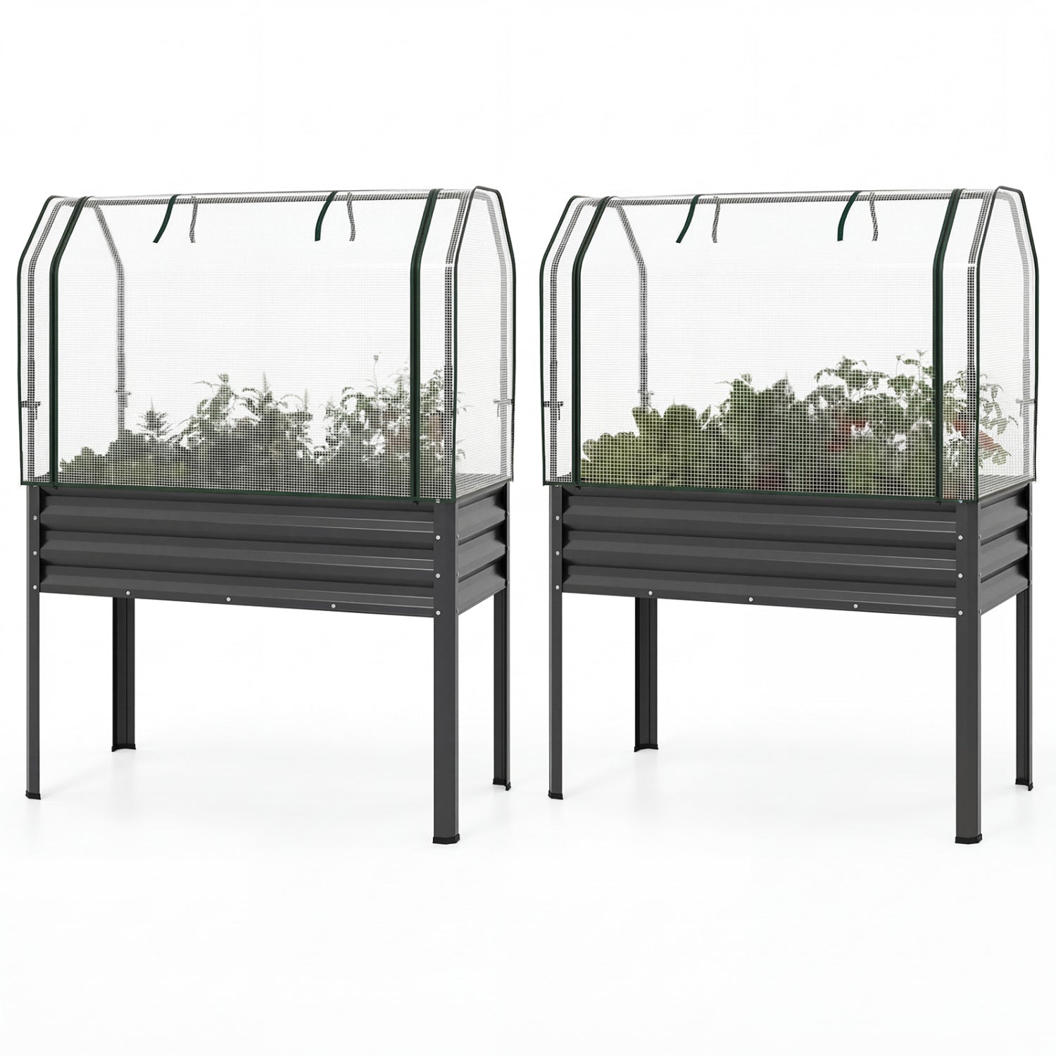 Galvanized Raised Garden Bed, 2 Pieces, With Legs And Greenhouse Cover, Gray Raised Garden Beds at Gallery Canada