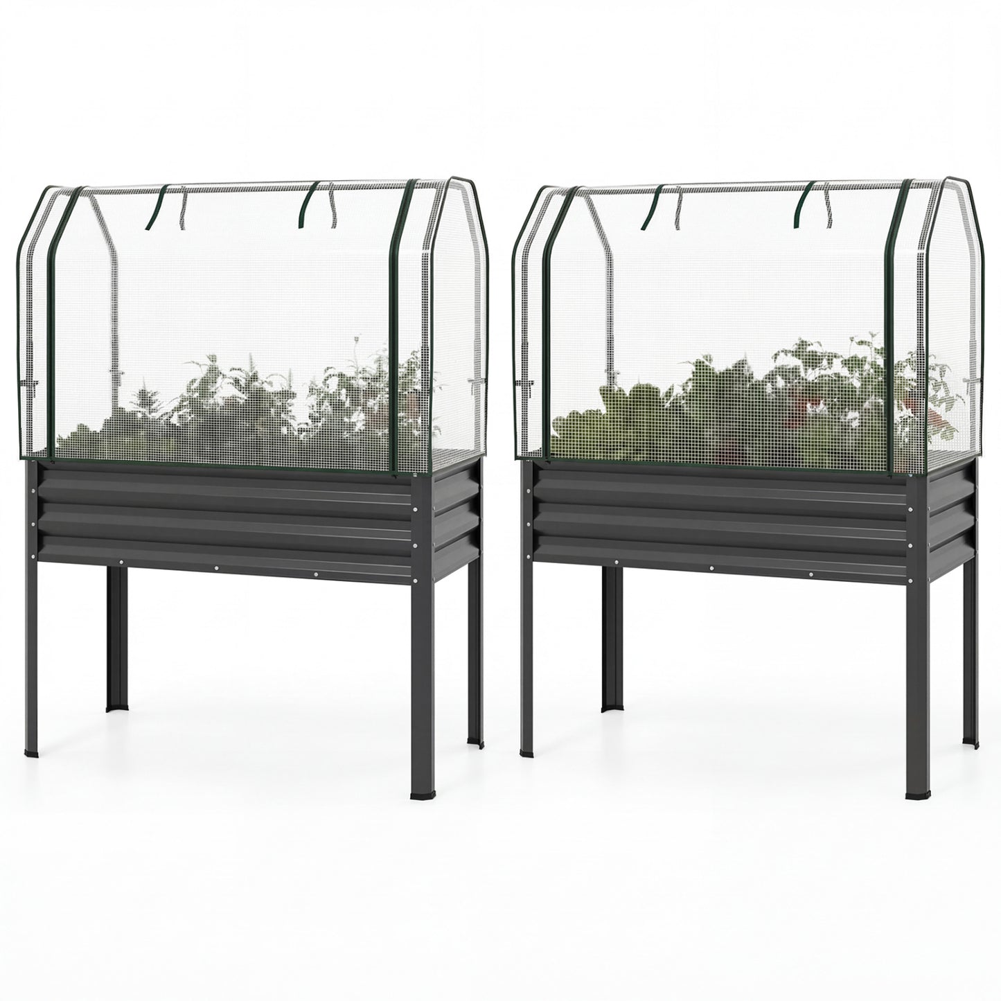 Galvanized Raised Garden Bed, 2 Pieces, With Legs And Greenhouse Cover, Gray Raised Garden Beds at Gallery Canada