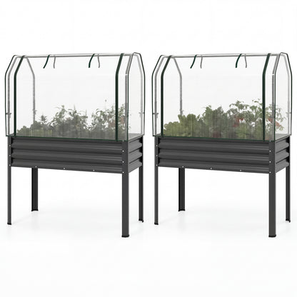 Galvanized Raised Garden Bed, 2 Pieces, With Legs And Greenhouse Cover, Gray Raised Garden Beds at Gallery Canada