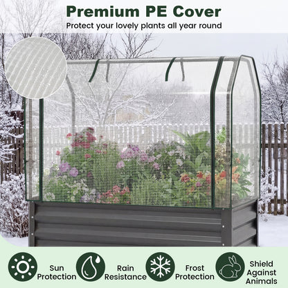 Galvanized Raised Garden Bed, 2 Pieces, With Legs And Greenhouse Cover, Gray Raised Garden Beds at Gallery Canada