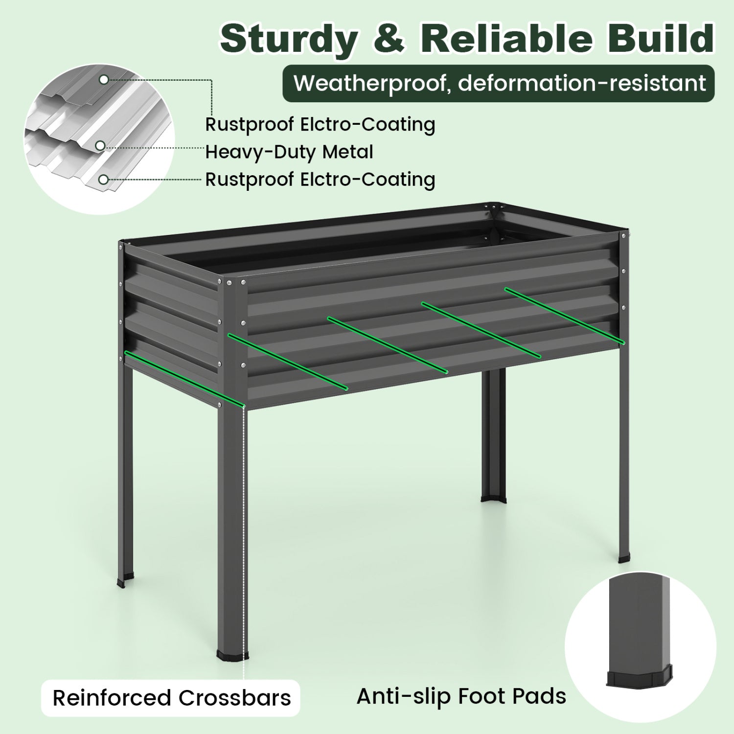 Galvanized Raised Garden Bed, 2 Pieces, With Legs And Greenhouse Cover, Gray Raised Garden Beds at Gallery Canada