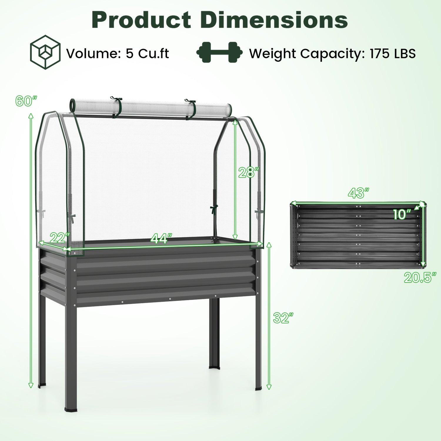 Galvanized Raised Garden Bed, 2 Pieces, With Legs And Greenhouse Cover, Gray Raised Garden Beds at Gallery Canada